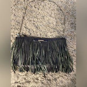 Navy blue fringe bag